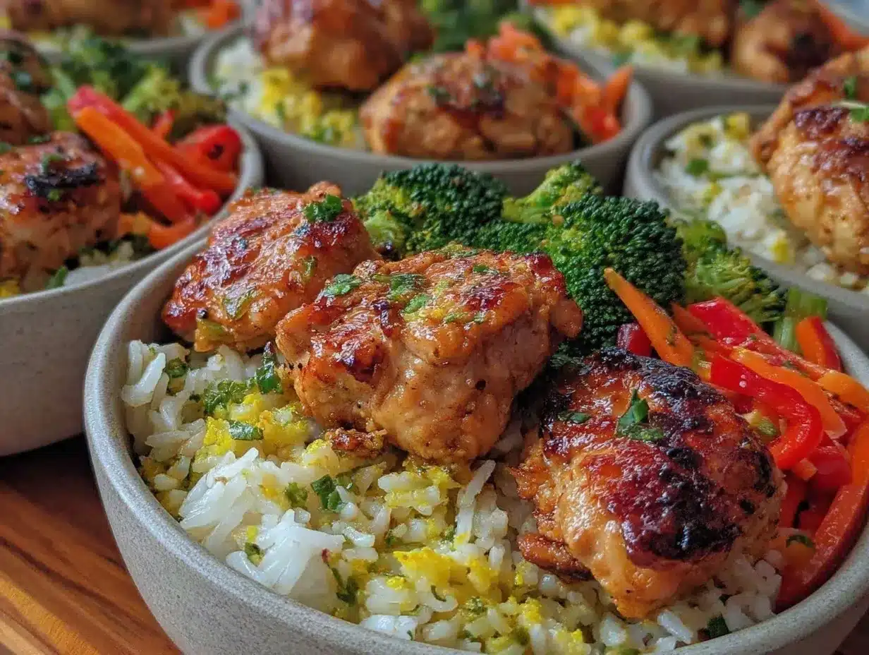 chicken and rice meal prep bowls preparation steps