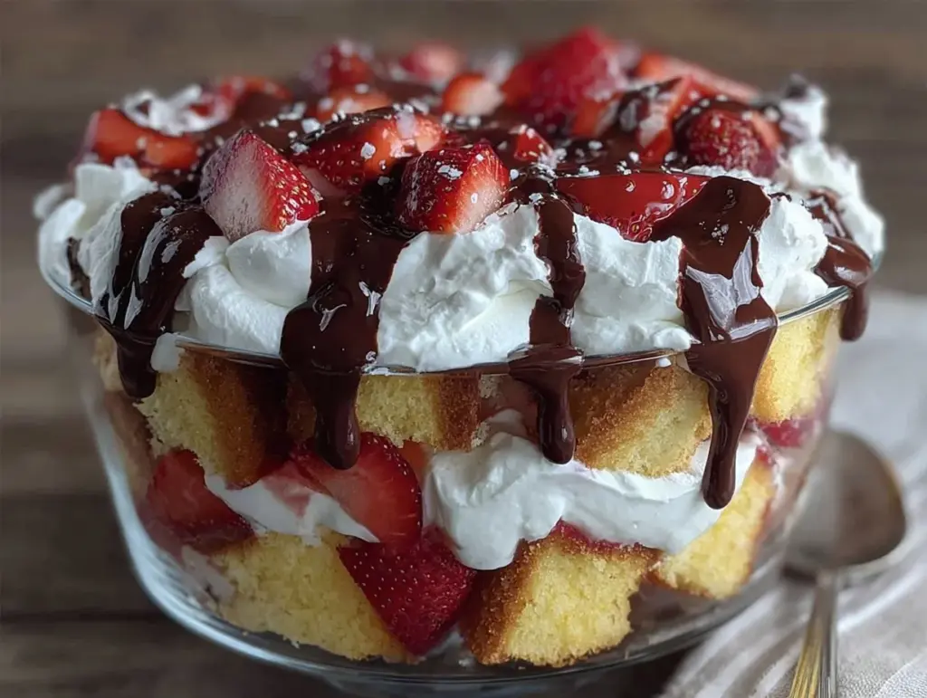 chocolate-covered strawberry shortcake trifle - featured image
