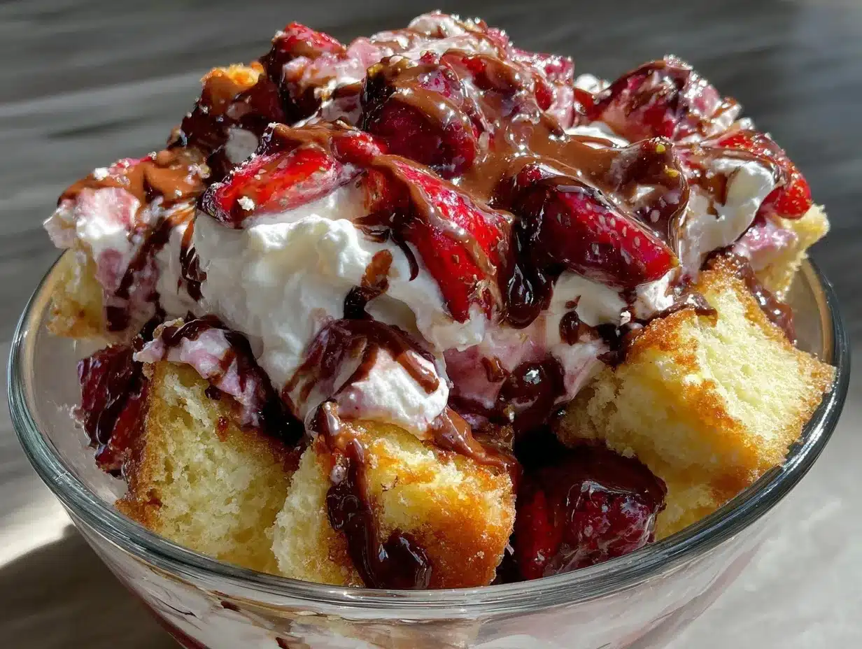 chocolate-covered strawberry shortcake trifle preparation steps