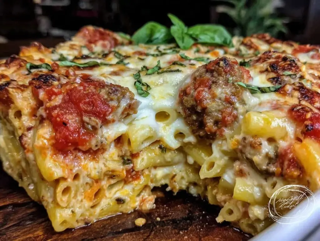 cozy cheesy baked ziti with italian sausage - featured image