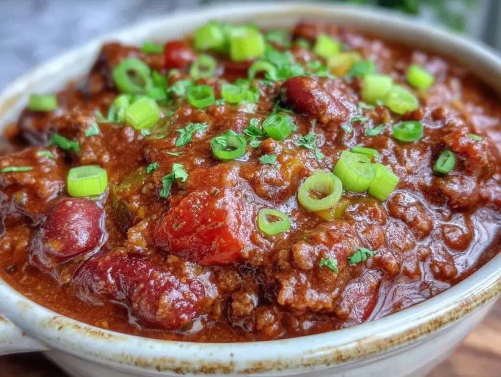 cozy crockpot chili with beans - featured image
