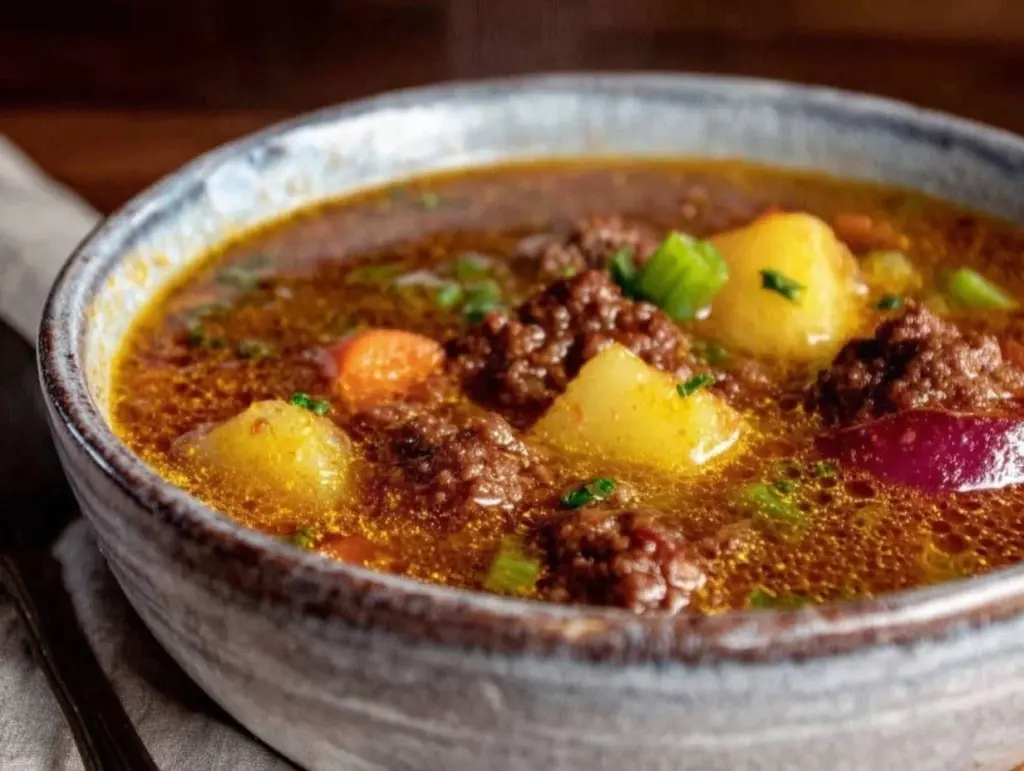 cozy hamburger soup recipe - featured image