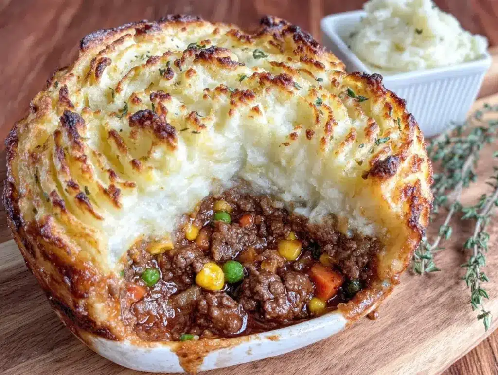 cozy shepherd’s pie with garlic mashed potatoes - featured image