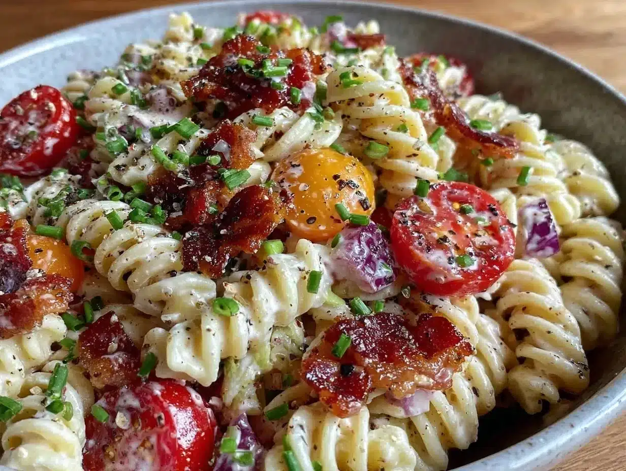 creamy BLT pasta salad preparation steps