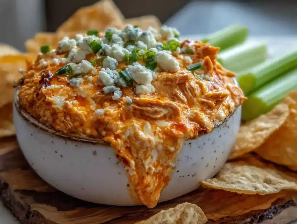creamy buffalo chicken dip - featured image