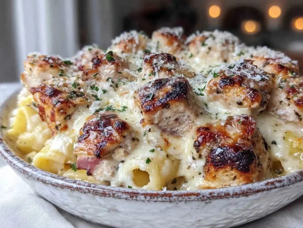 creamy chicken Alfredo bake - featured image