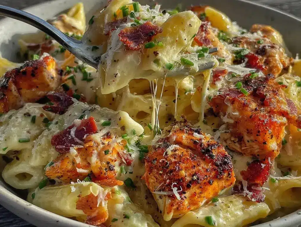 creamy chicken bacon ranch pasta - featured image
