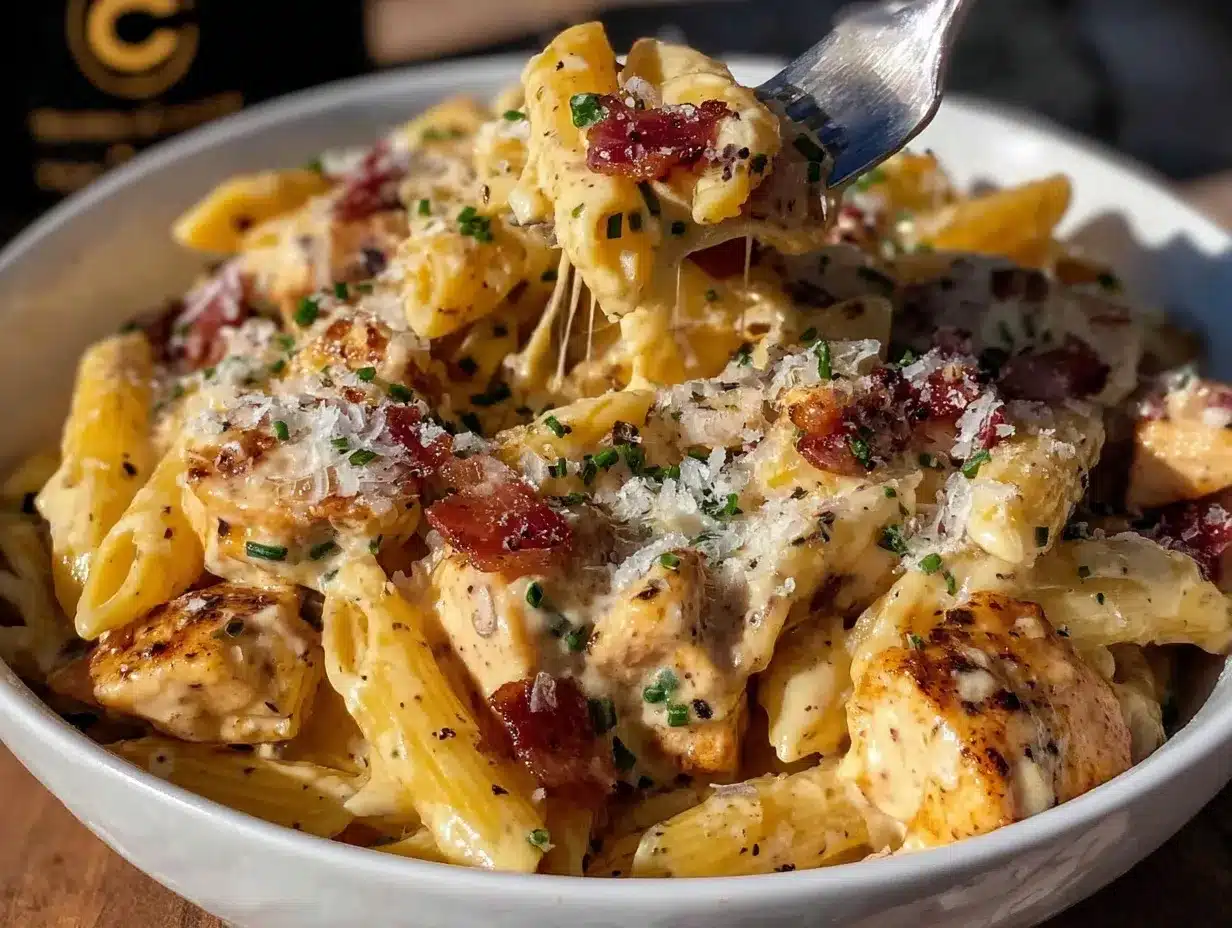 creamy chicken bacon ranch pasta preparation steps