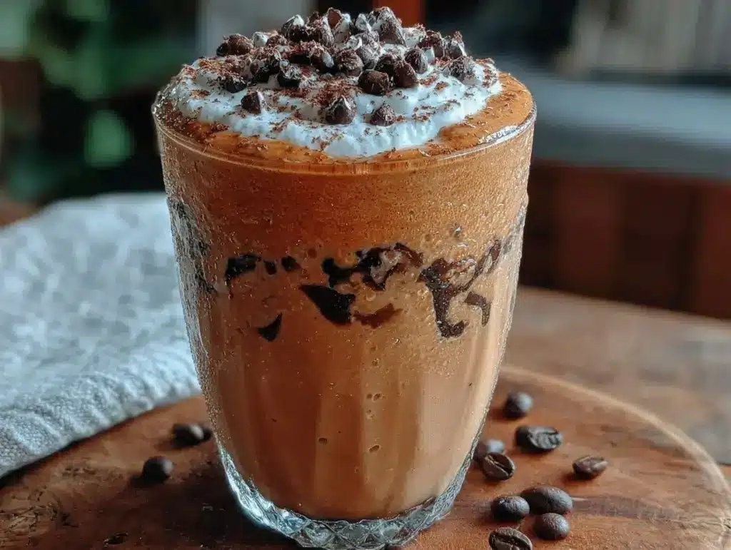 creamy coffee protein smoothie - featured image