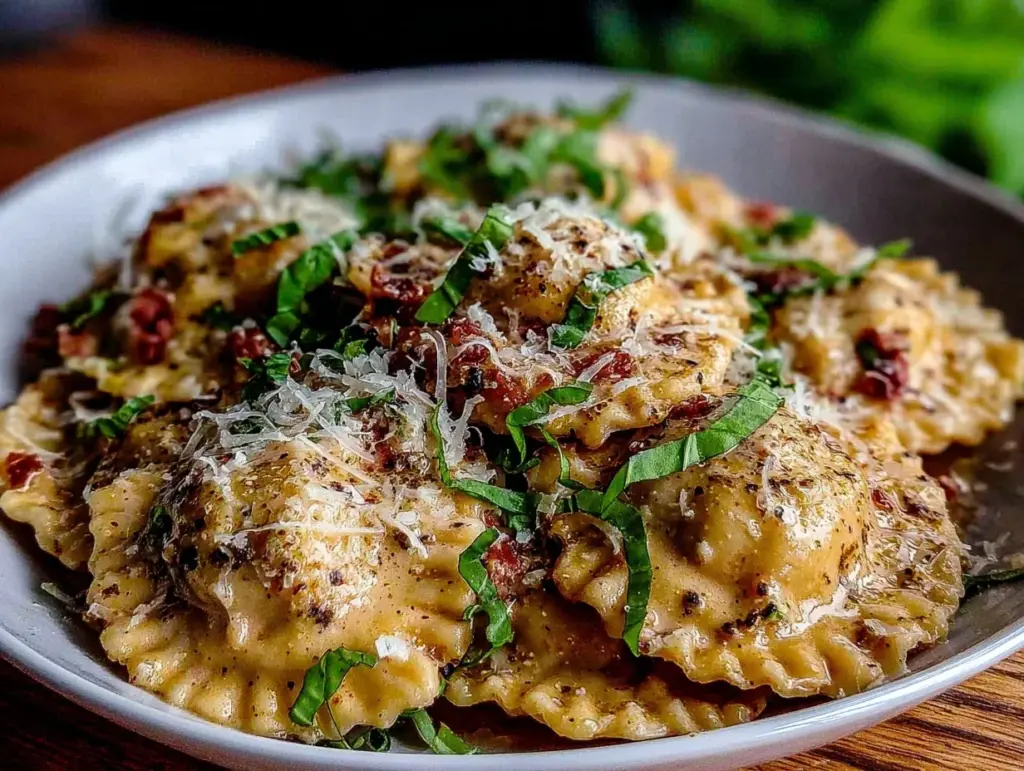creamy heart-shaped ravioli with pink sauce - featured image