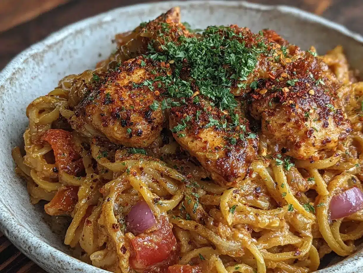 creamy one-pot Cajun chicken pasta preparation steps
