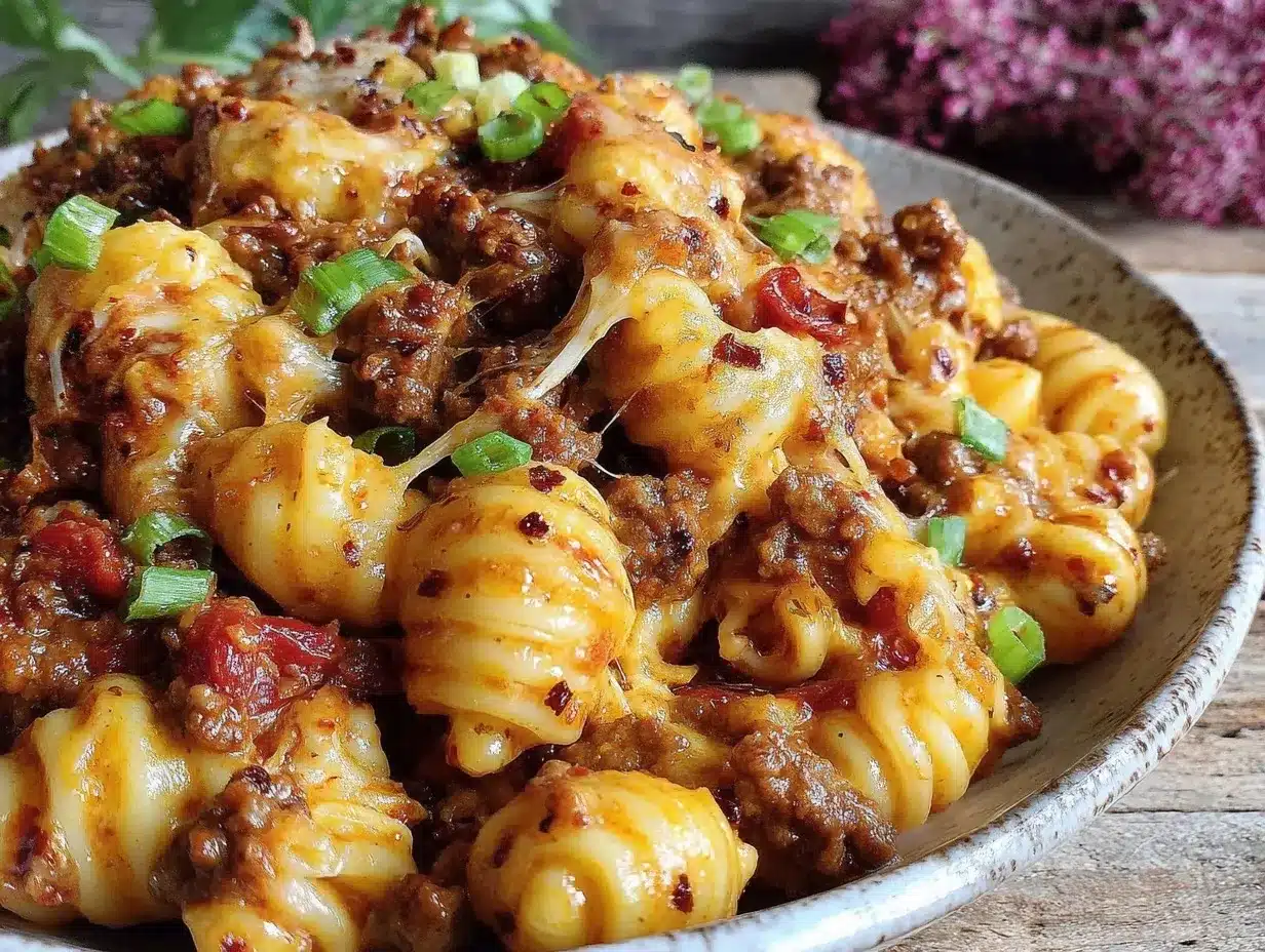 creamy one pot cheeseburger pasta preparation steps