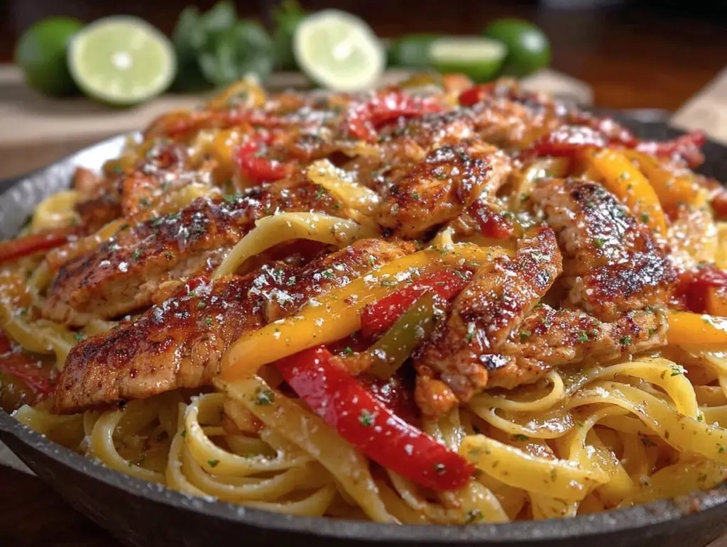 creamy one pot chicken fajita pasta - featured image