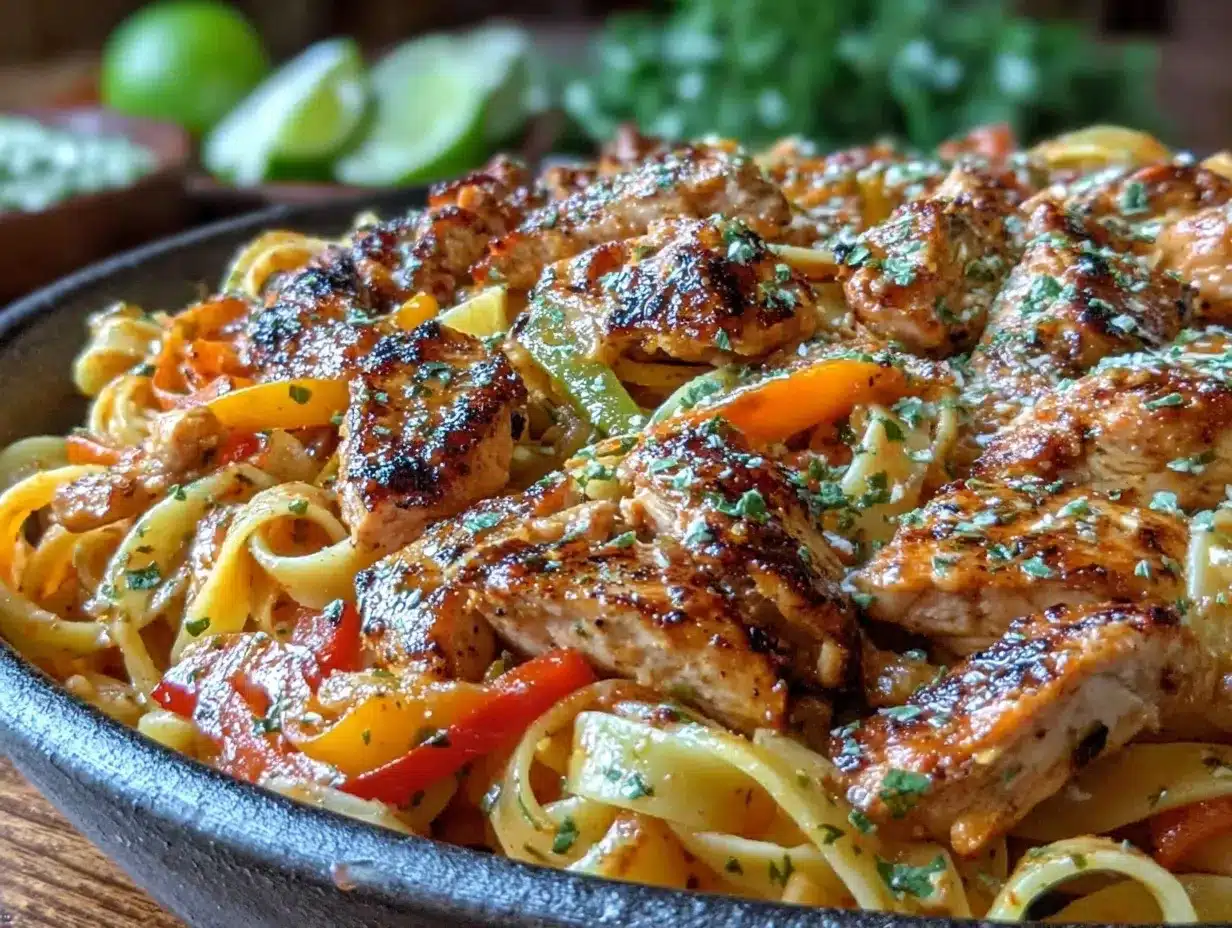creamy one pot chicken fajita pasta preparation steps