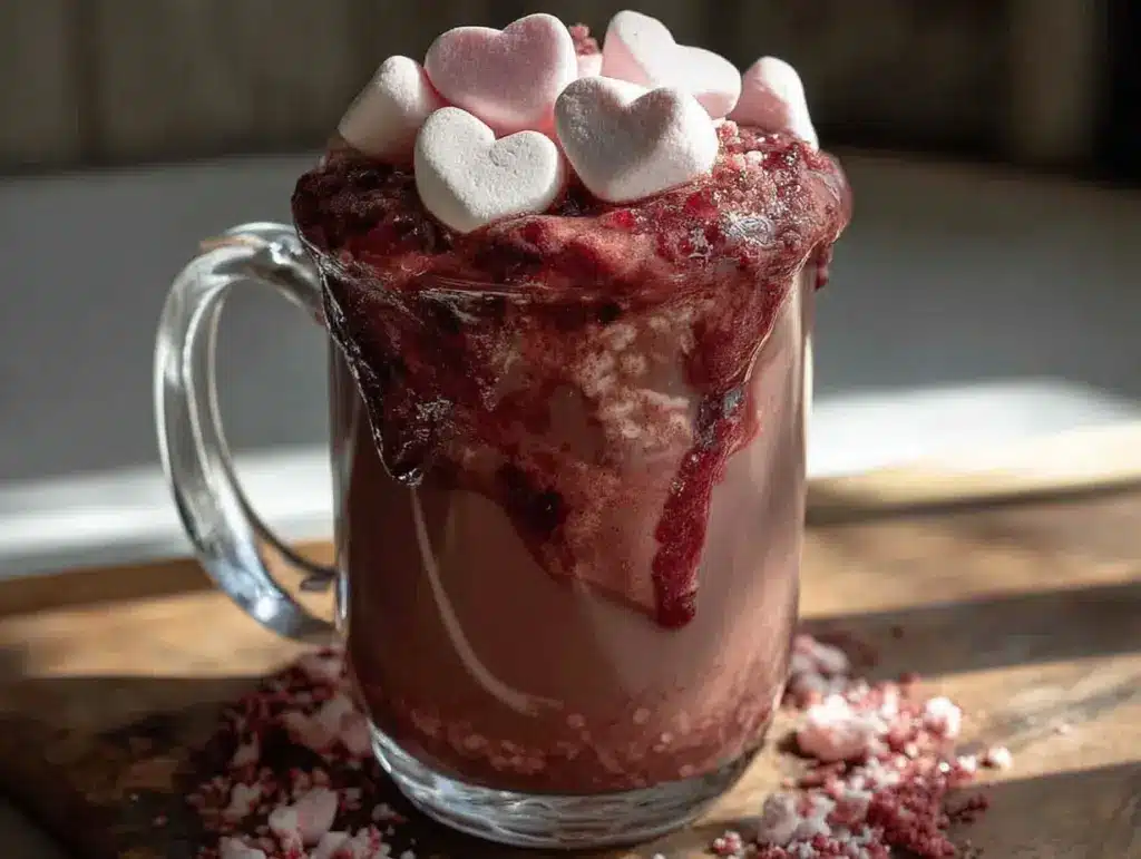 creamy red velvet hot chocolate - featured image