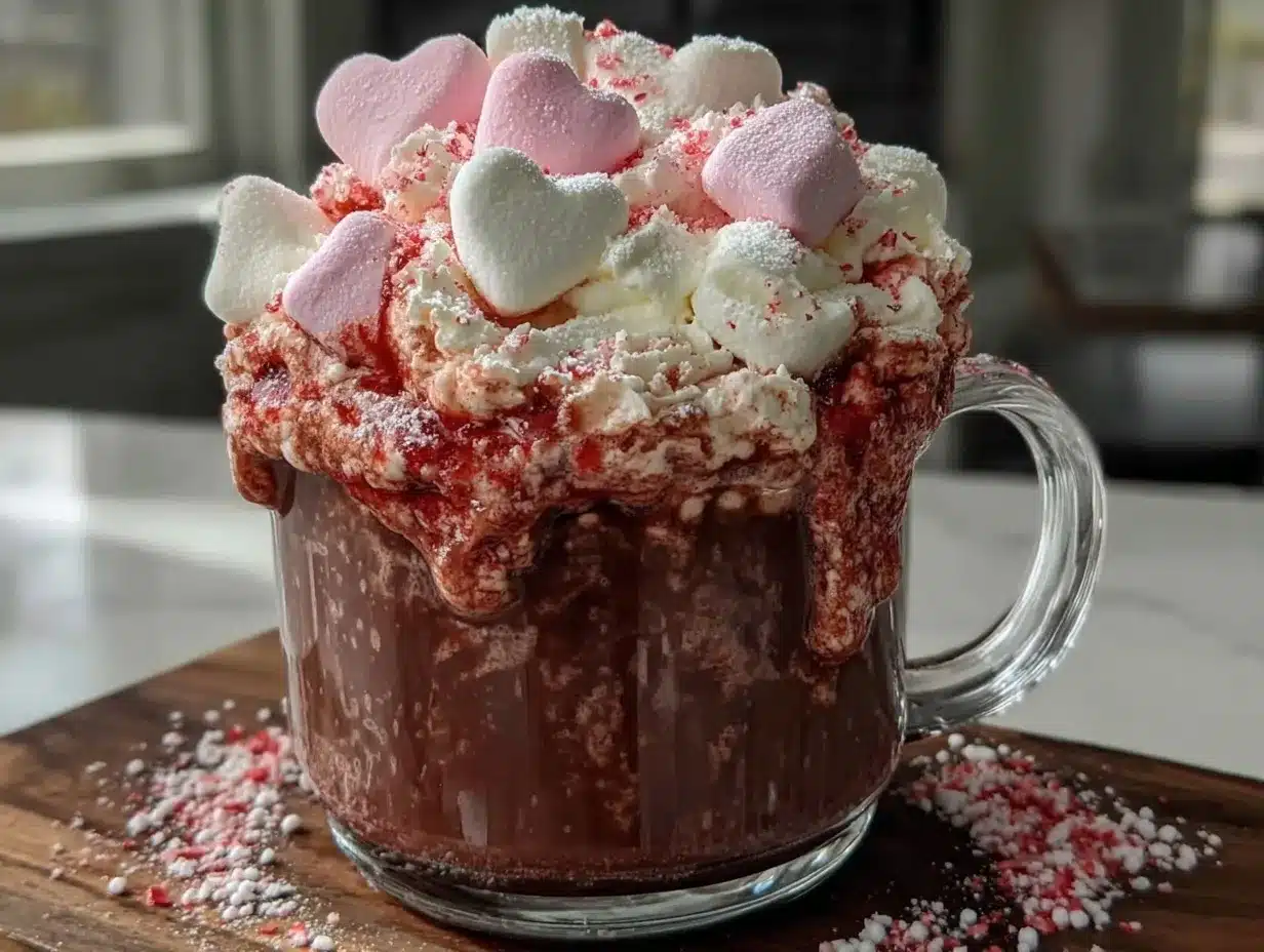 creamy red velvet hot chocolate preparation steps