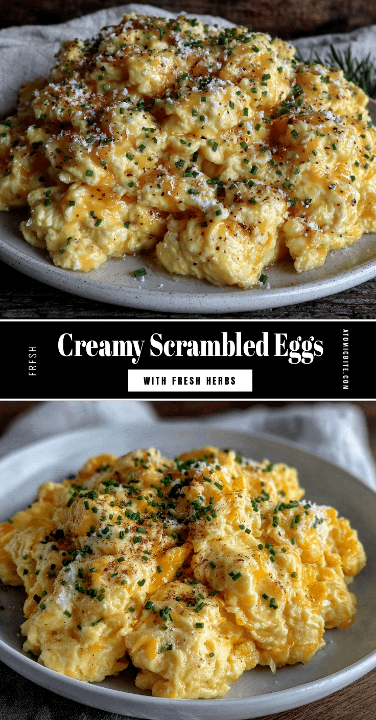 creamy scrambled eggs with cheese and fresh herbs recipe