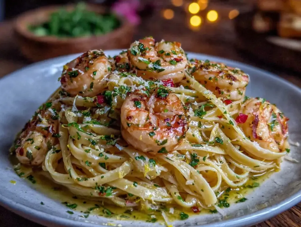 creamy shrimp linguine - featured image
