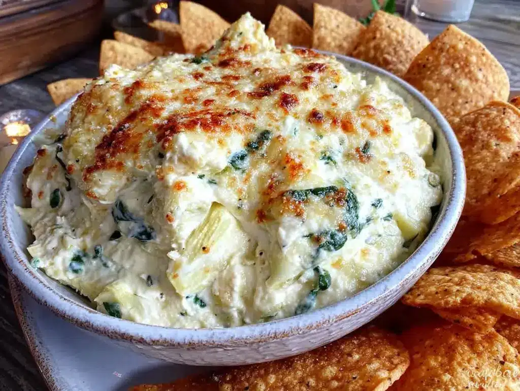 creamy spinach artichoke dip - featured image