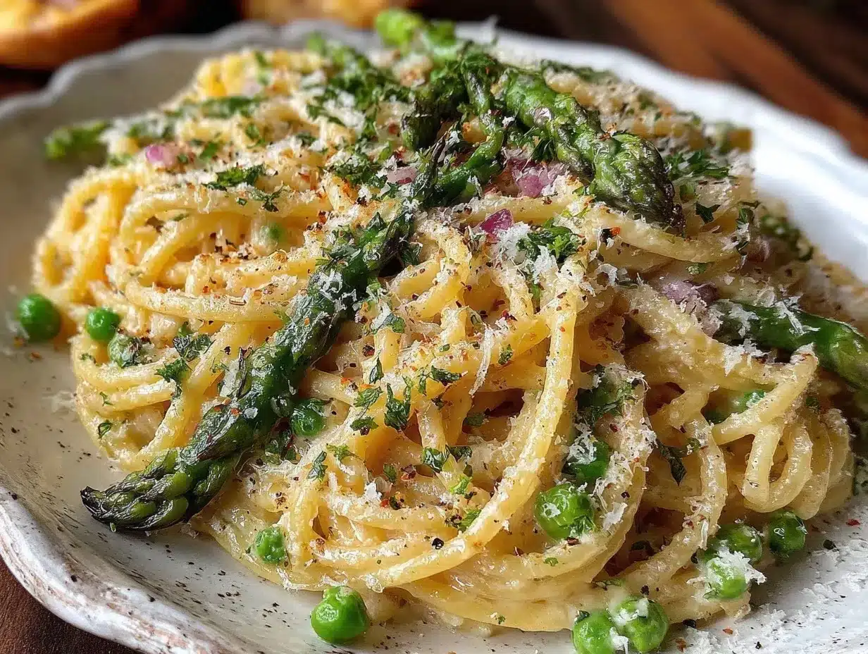 creamy spring carbonara preparation steps