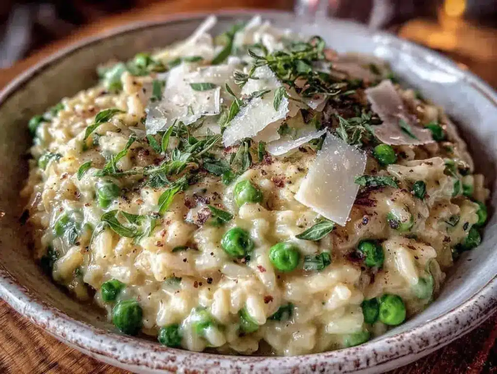 creamy spring pea risotto - featured image