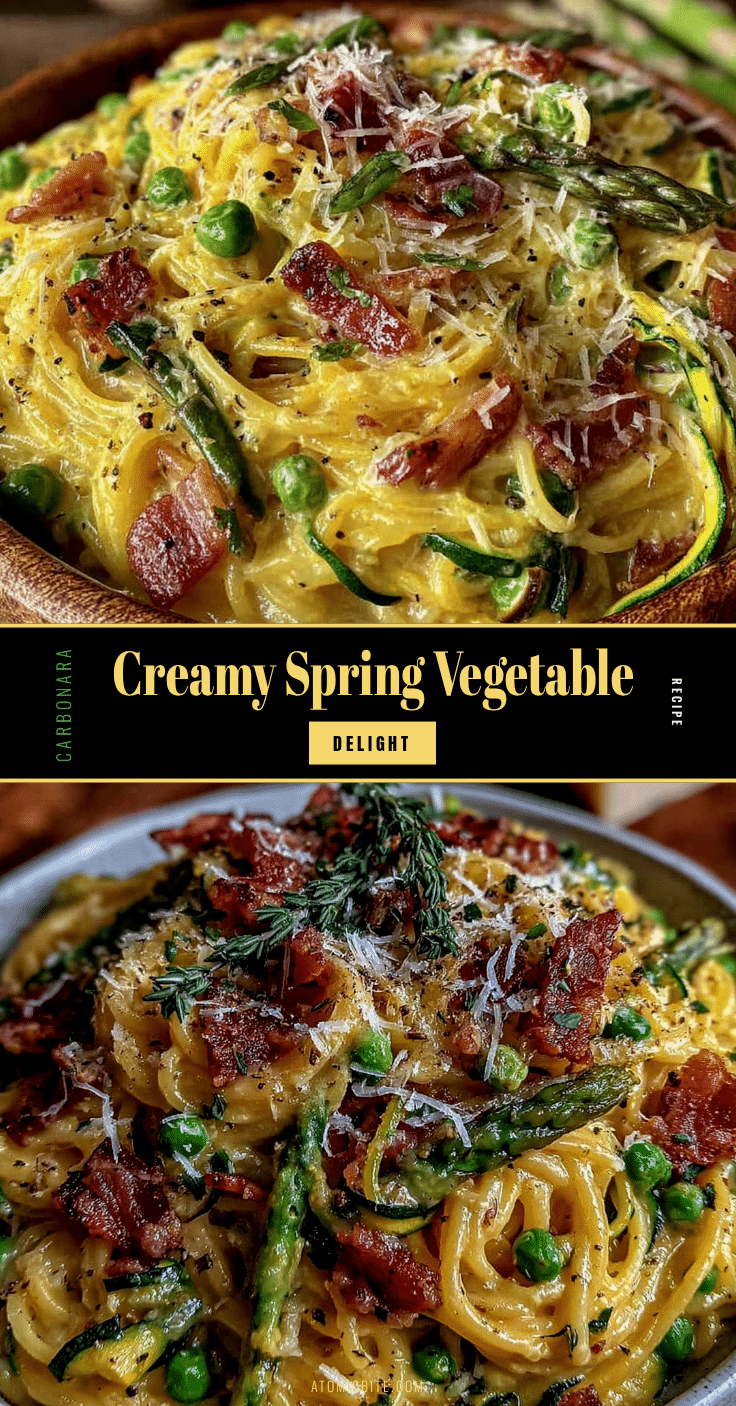 creamy spring vegetable carbonara recipe