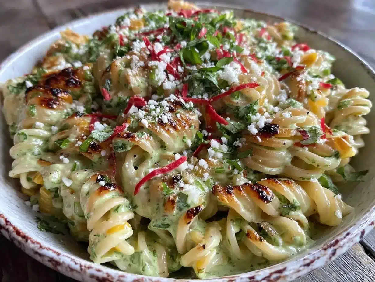 creamy street corn pasta salad preparation steps