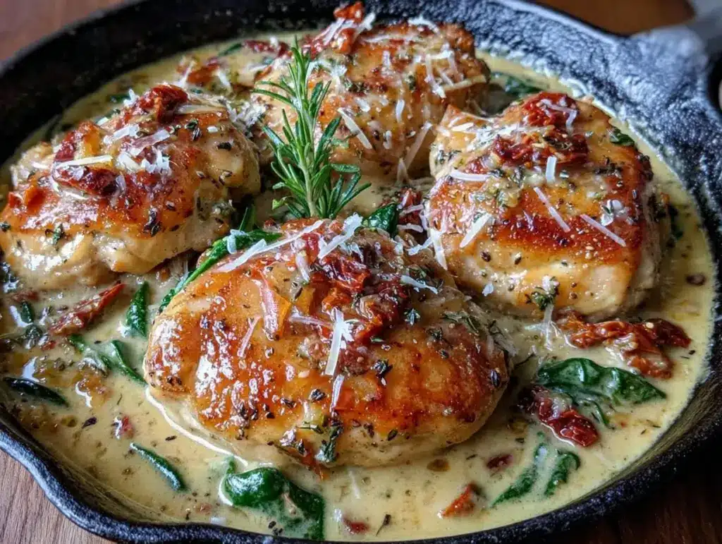creamy tuscan chicken skillet - featured image