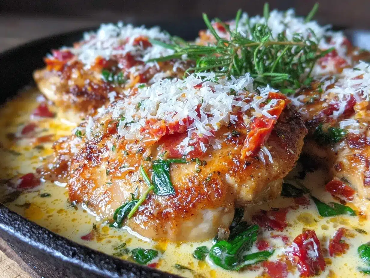 creamy tuscan chicken skillet preparation steps
