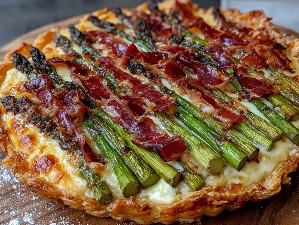 crispy asparagus and prosciutto tart - featured image