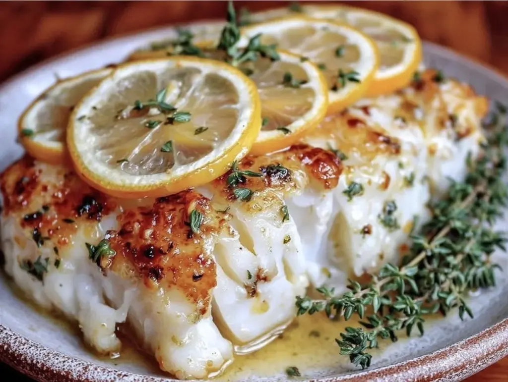 crispy baked cod with lemon - featured image