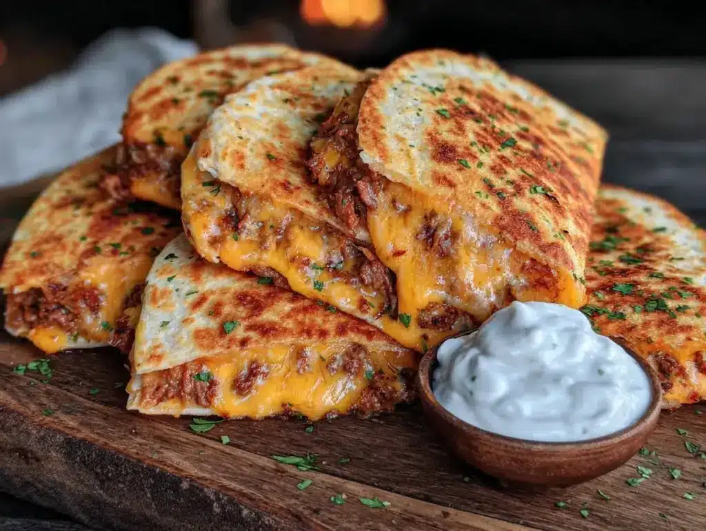 crispy beef and cheese quesadillas - featured image