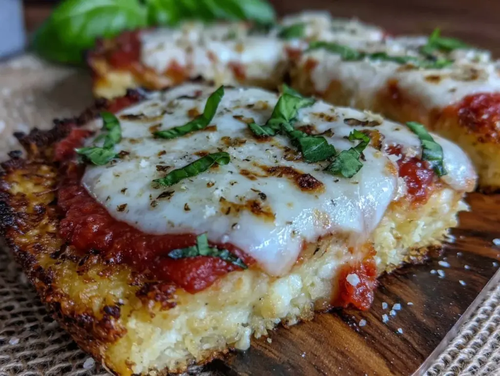 crispy cauliflower crust pizza - featured image
