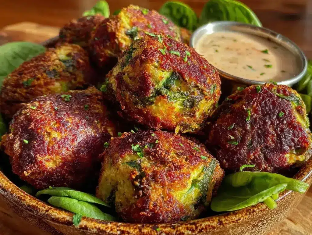 crispy cheesy spinach balls - featured image