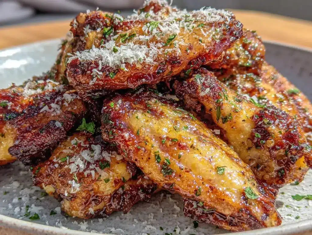 crispy garlic parmesan chicken wings - featured image