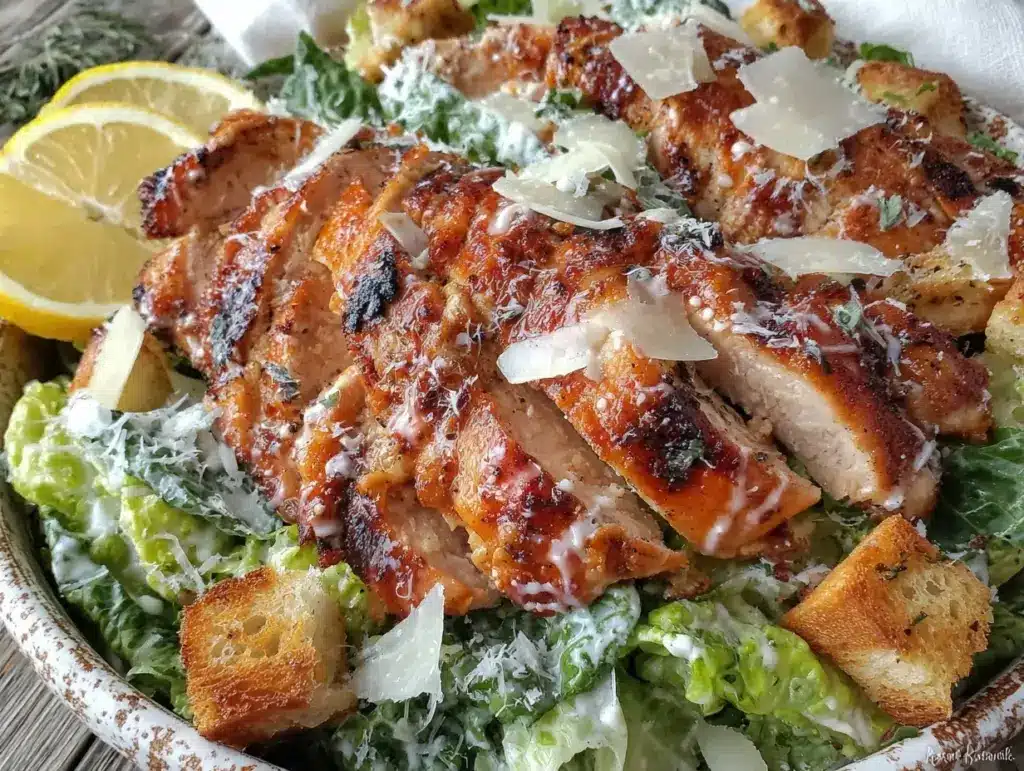 crispy grilled chicken caesar salad - featured image