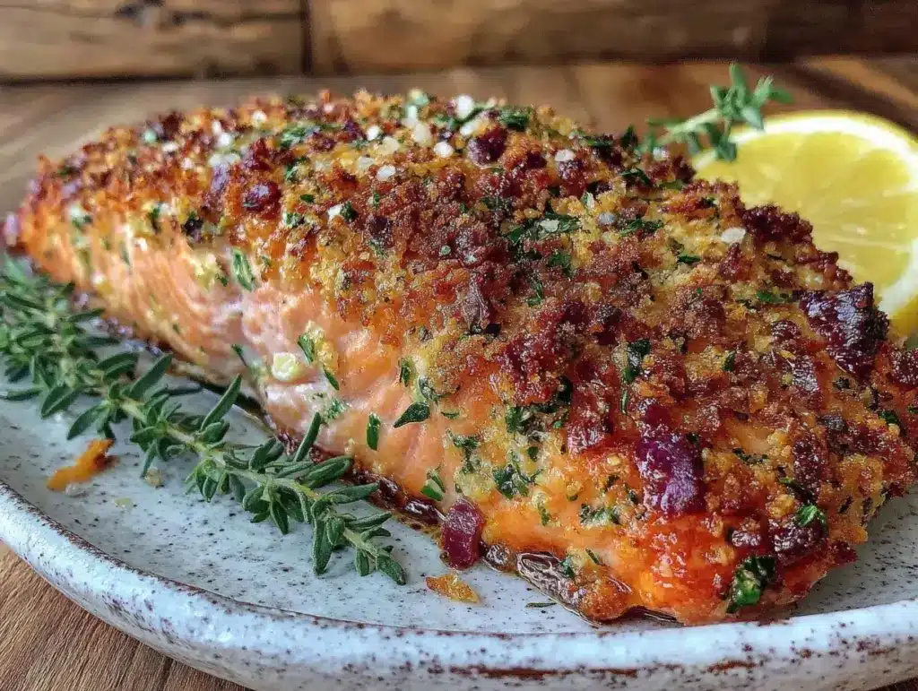 crispy herb-crusted salmon recipe - featured image