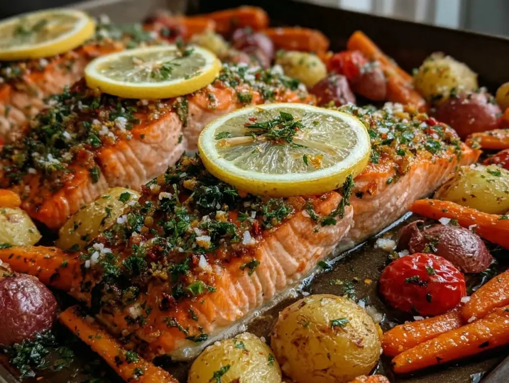 crispy lemon herb salmon - featured image