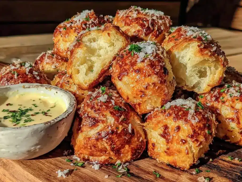 crispy parmesan garlic pretzel bites - featured image