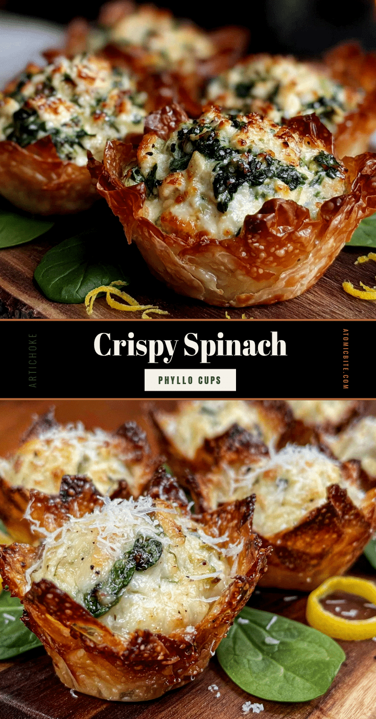 crispy spinach artichoke phyllo cups recipe