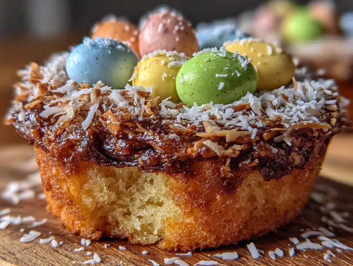 Easter egg nest chocolate cupcakes preparation steps