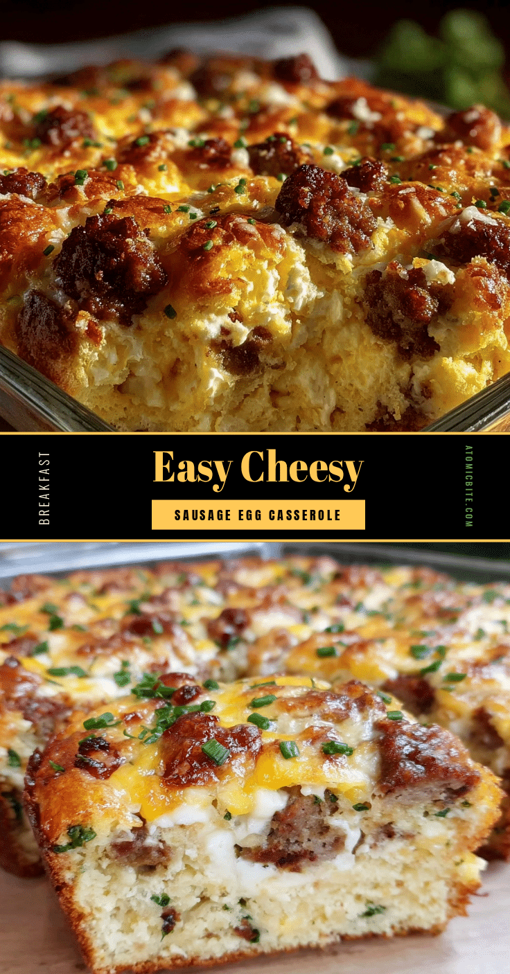 Easy Cheesy Sausage Egg and Cheese Breakfast Casserole recipe