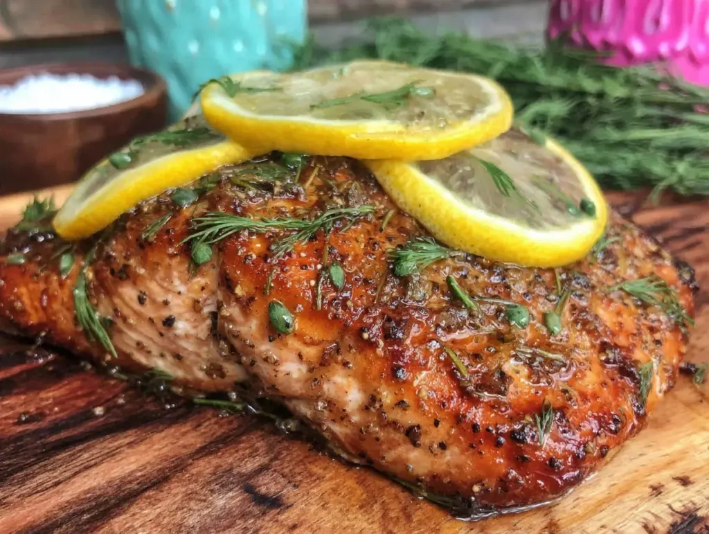 easy crispy baked lemon pepper salmon - featured image