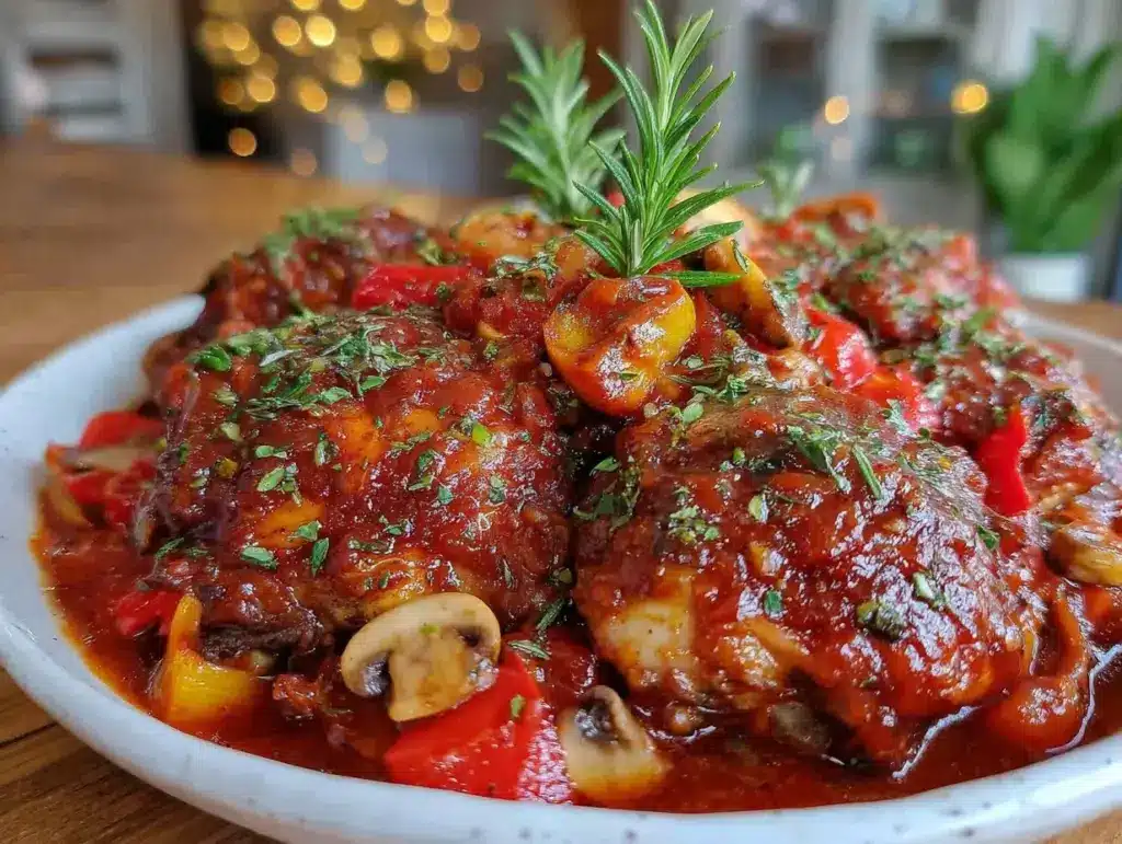 easy crockpot chicken cacciatore - featured image