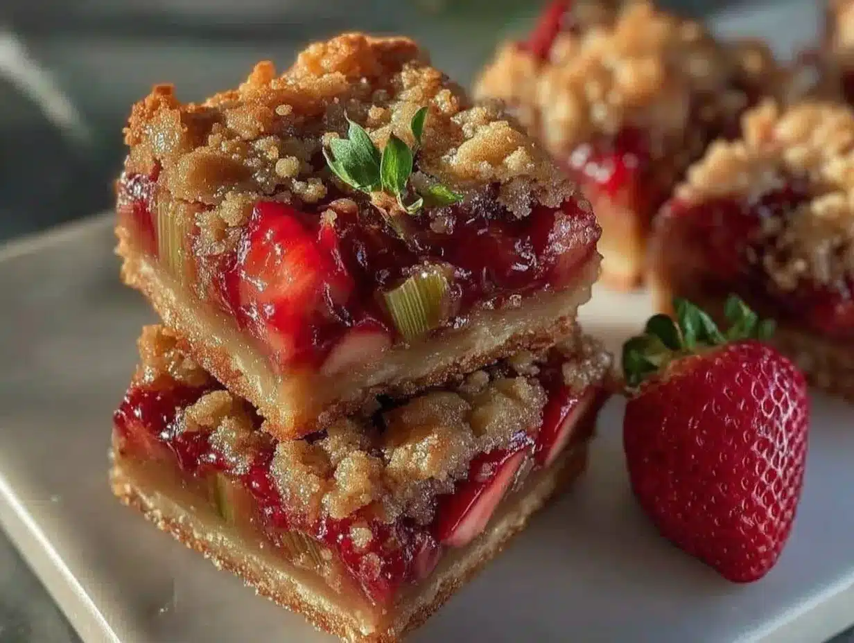 easy strawberry rhubarb crumble bars preparation steps