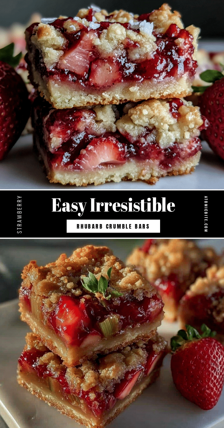 easy strawberry rhubarb crumble bars recipe