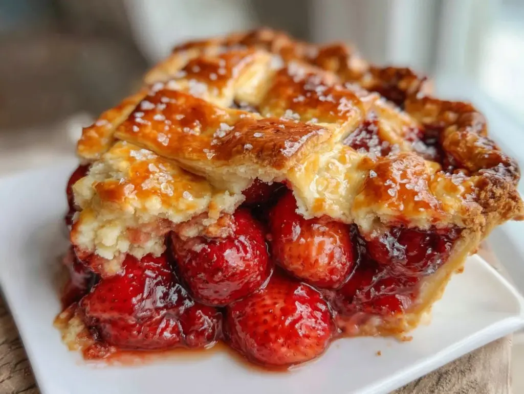 easy tangy rhubarb strawberry pie recipe - featured image