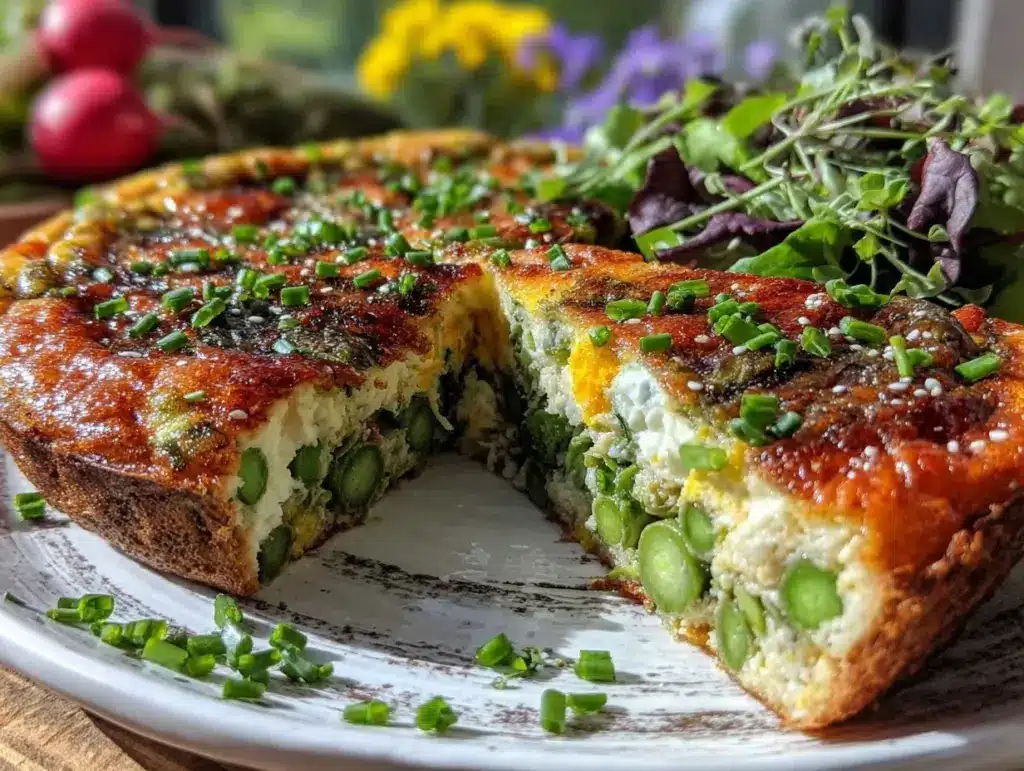 fluffy spring vegetable frittata - featured image