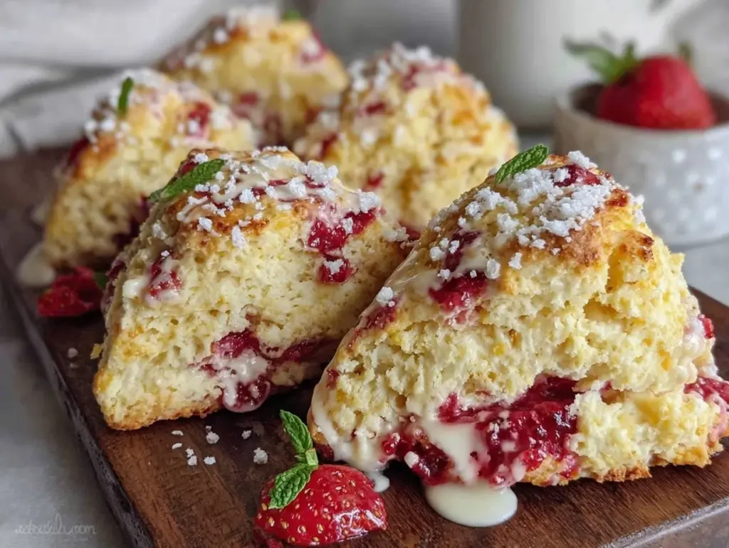 fluffy strawberry cream scones - featured image