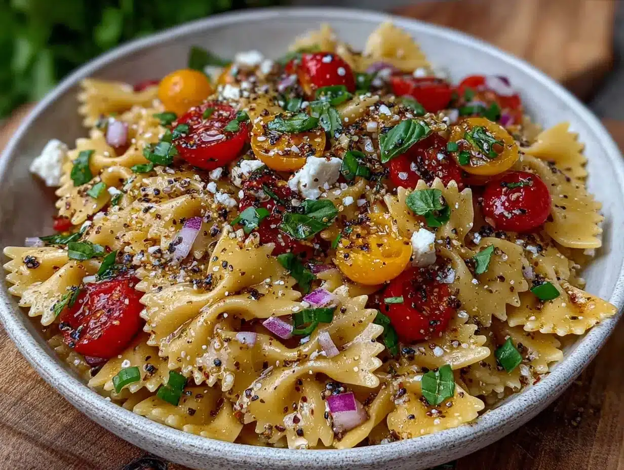 fresh bow tie pasta salad preparation steps